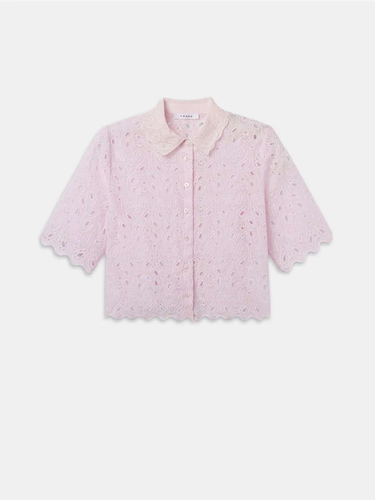 The Paisley Eyelet Shirt Bubble Gum by FRAME