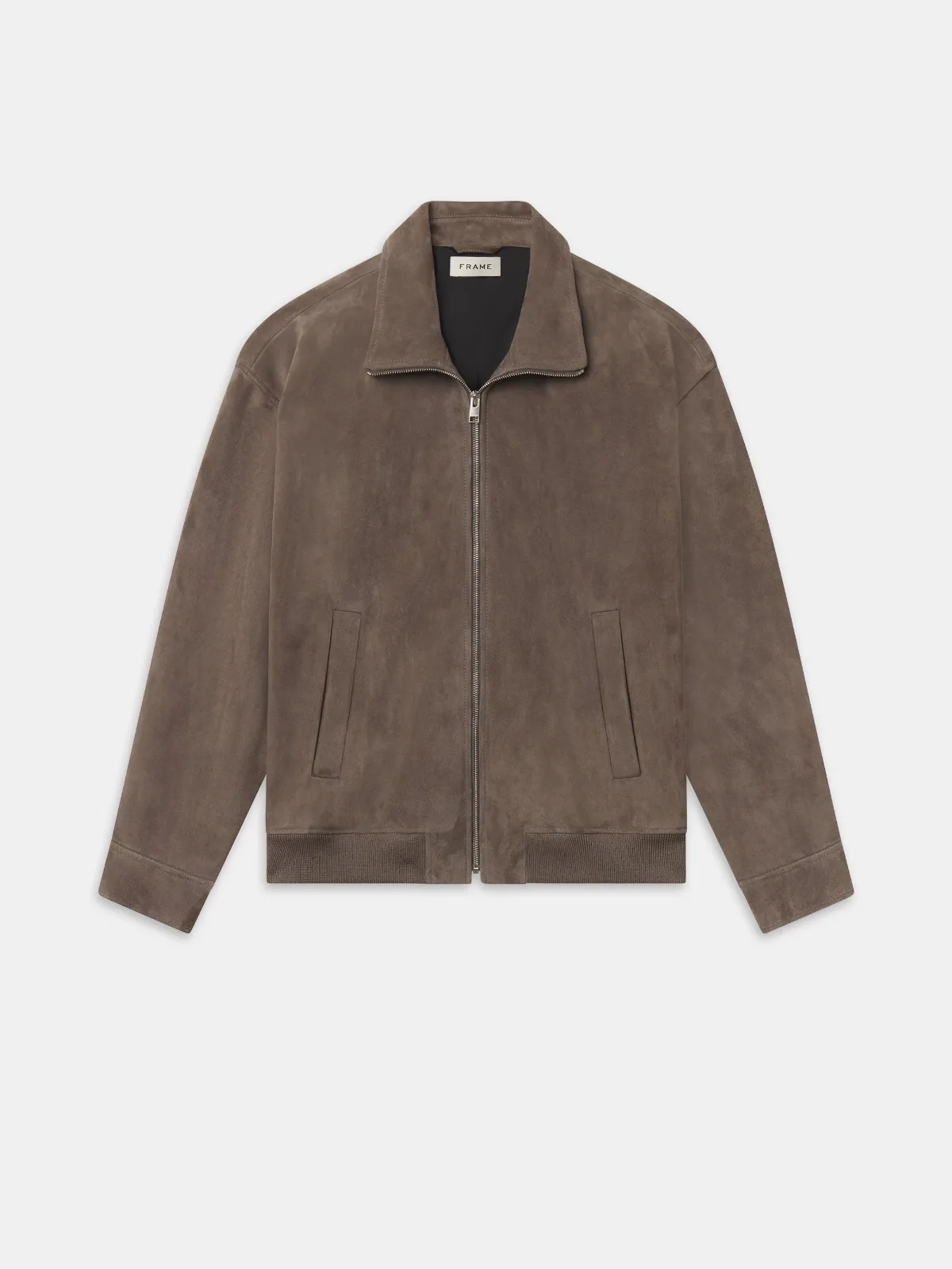 Suede Bomber Jacket Warm Beige