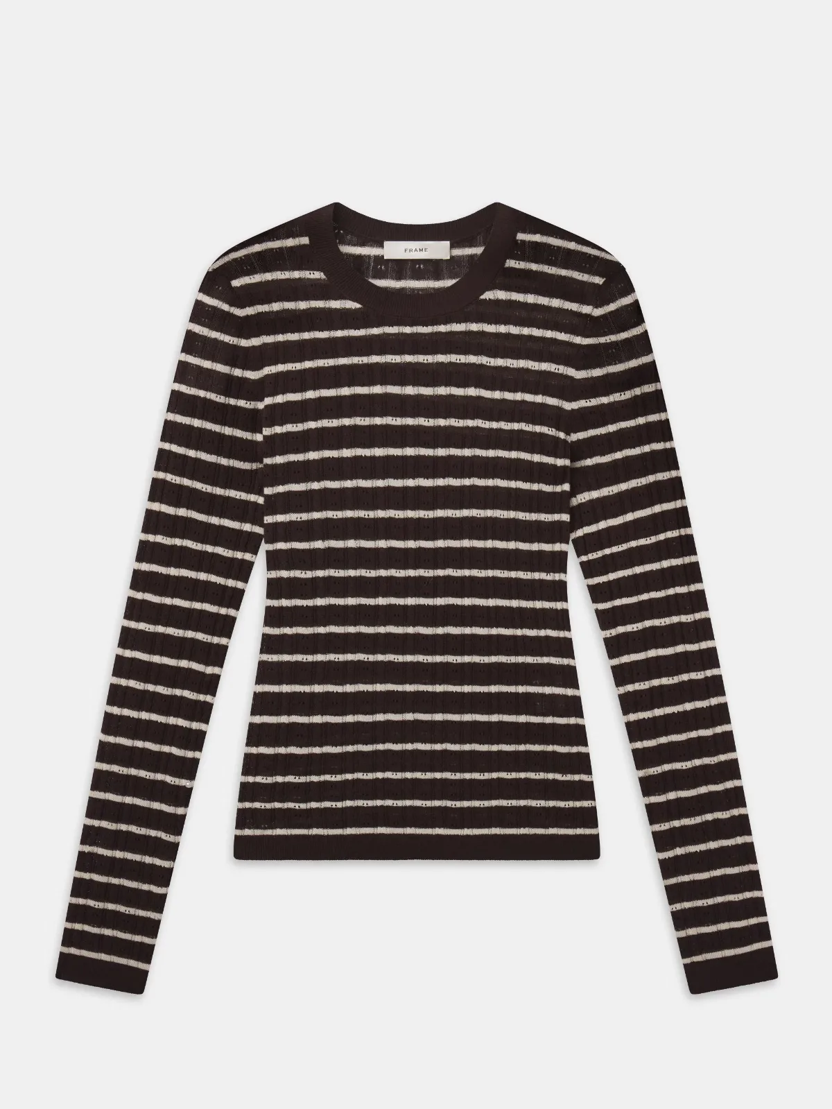 The Pointelle Stripe Crewneck Chestnut Multi Stripe