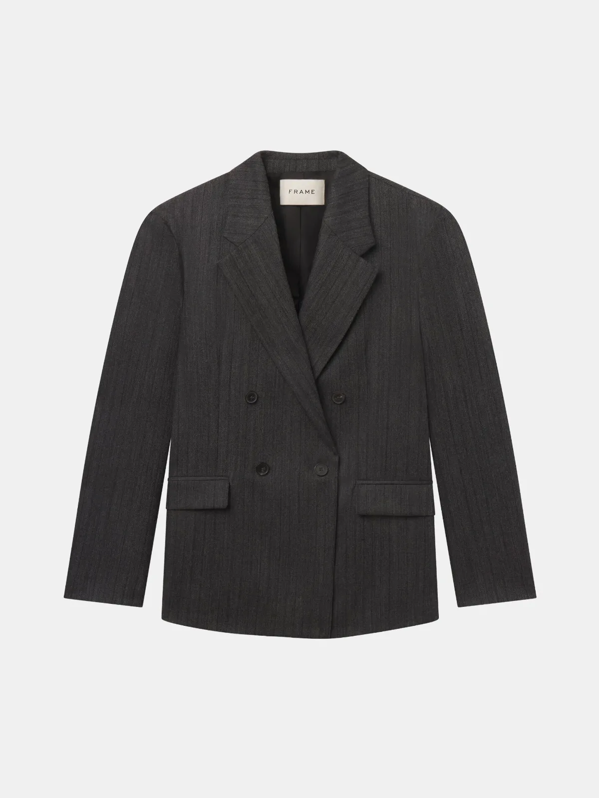 Tweed Double Breasted Blazer Grey Stripe