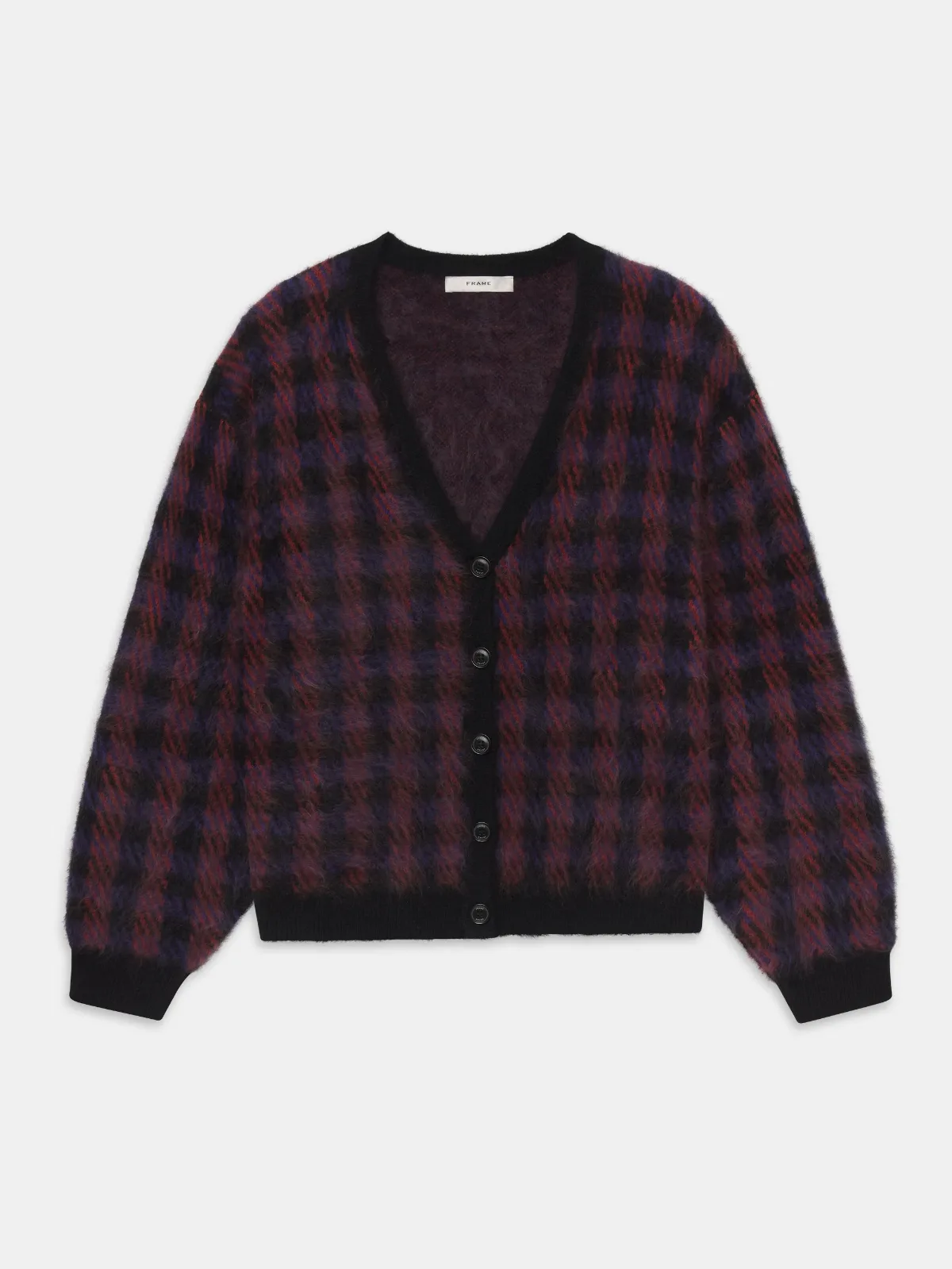 The Brushed Houndstooth Cardi Chestnut Multi Plaid by FRAME
