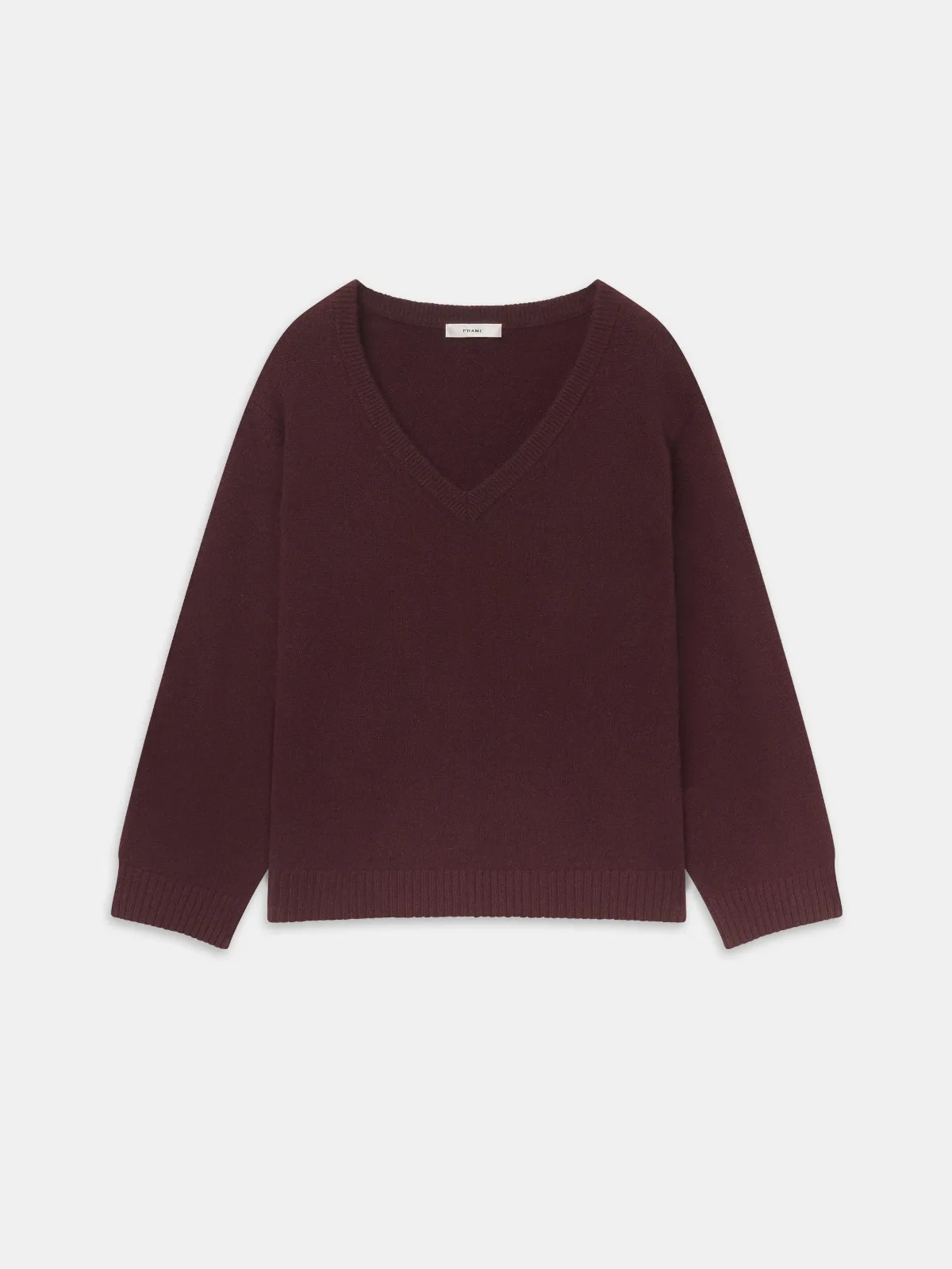 The Cashmere Relaxed V Sweater Currant by FRAME