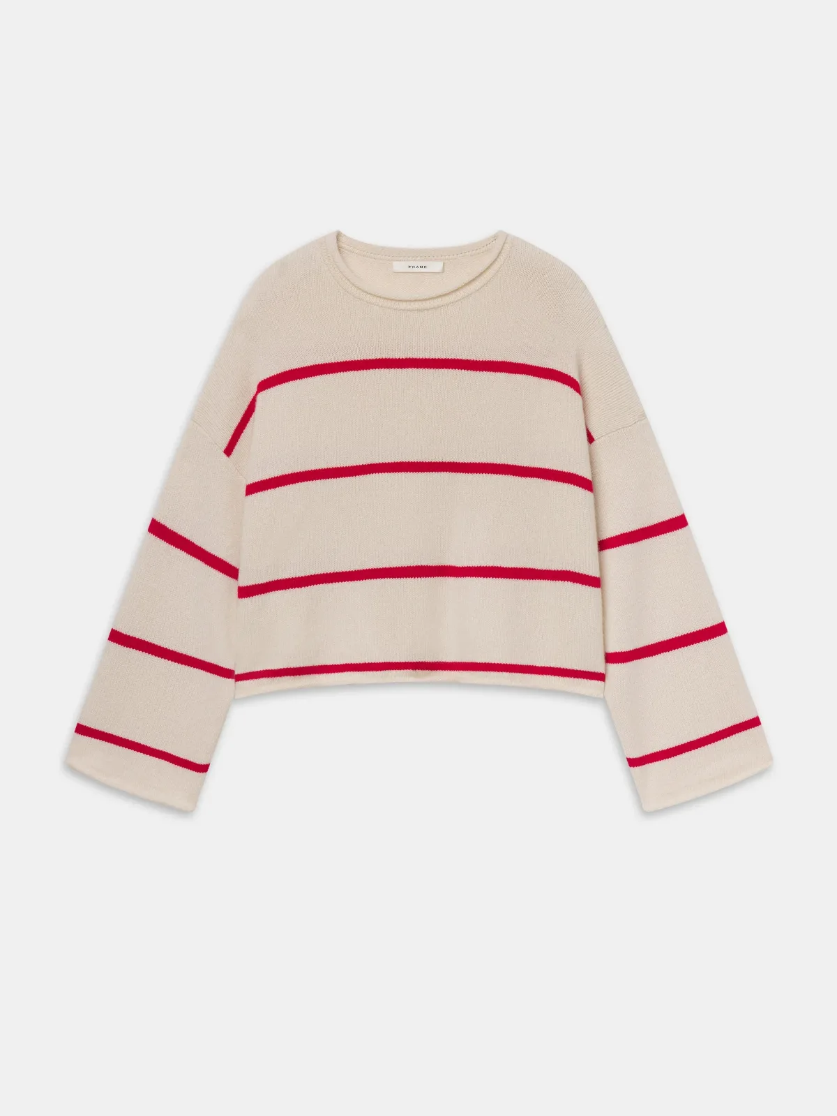 The Rolled Hem Sweater Cream Stripe by FRAME