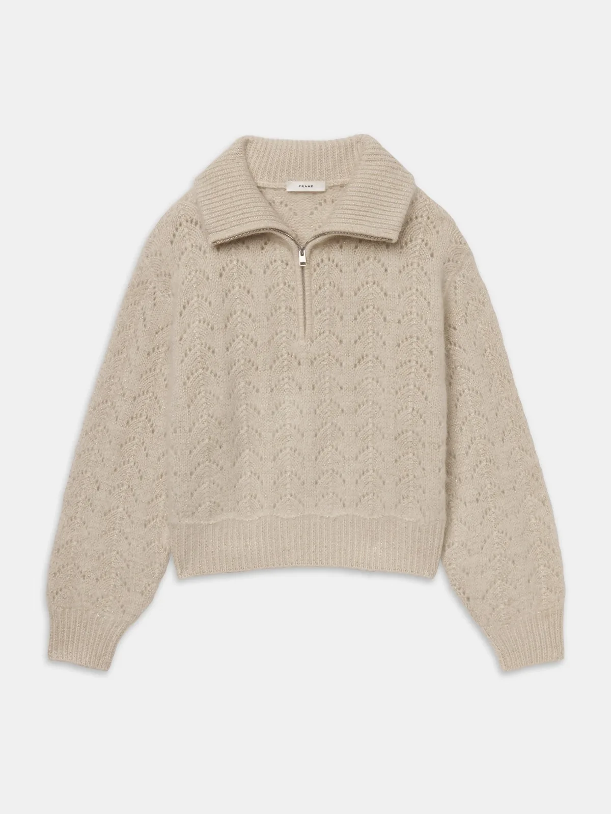 The Airy Lurex Quarter Zip Biscuit by FRAME