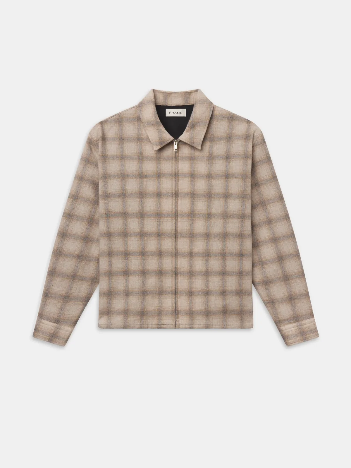 Plaid Zip Overshirt Brown Plaid by FRAME