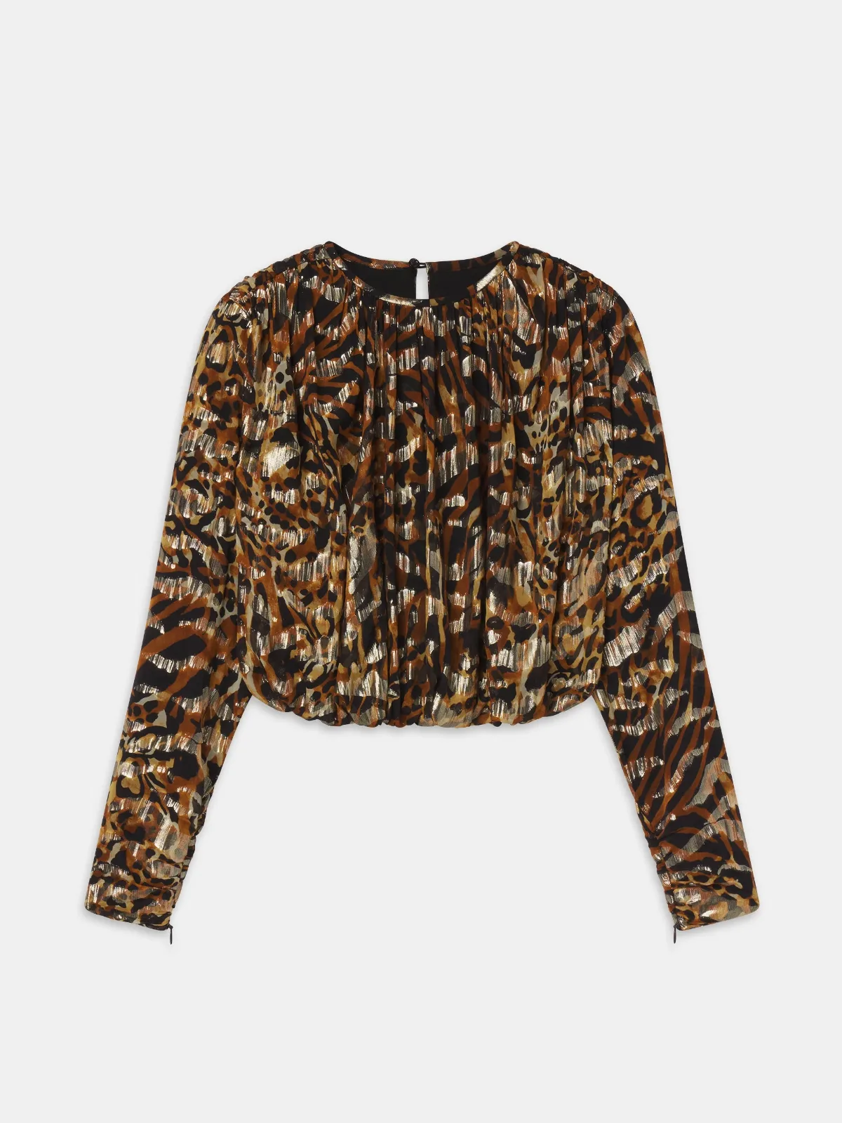 The Pleated Bubble Top Abstract Leopard