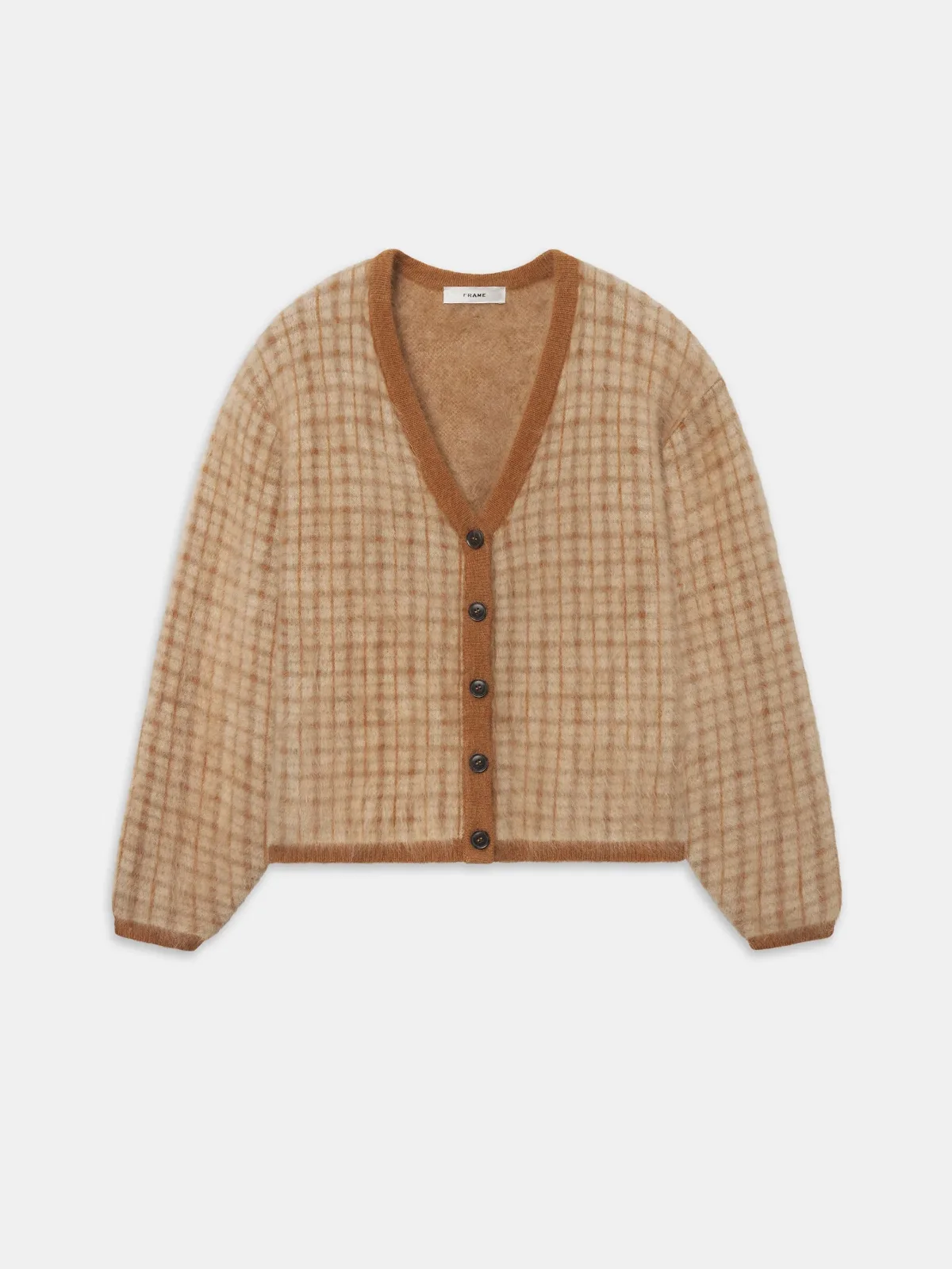 The Brushed Scholar Cardi Taupe Multi Plaid