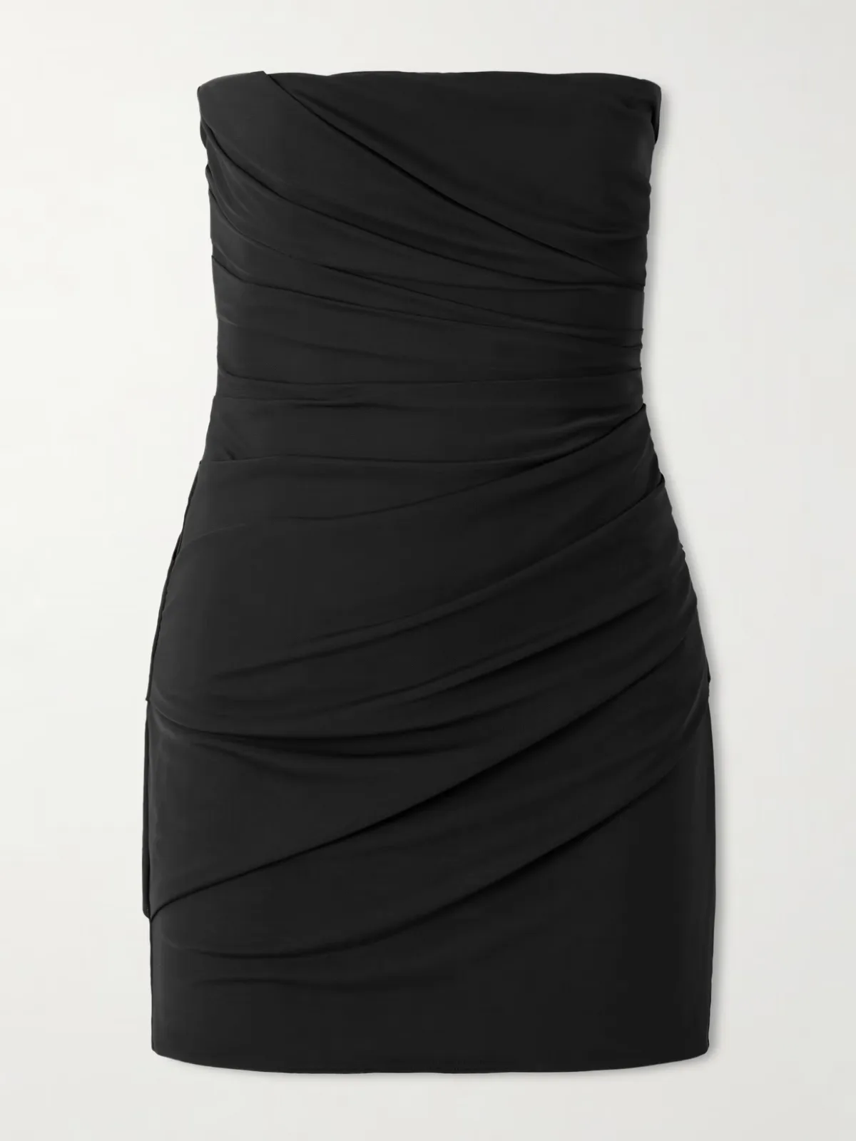 - Strapless Gathered Stretch-mesh Mini Dress -