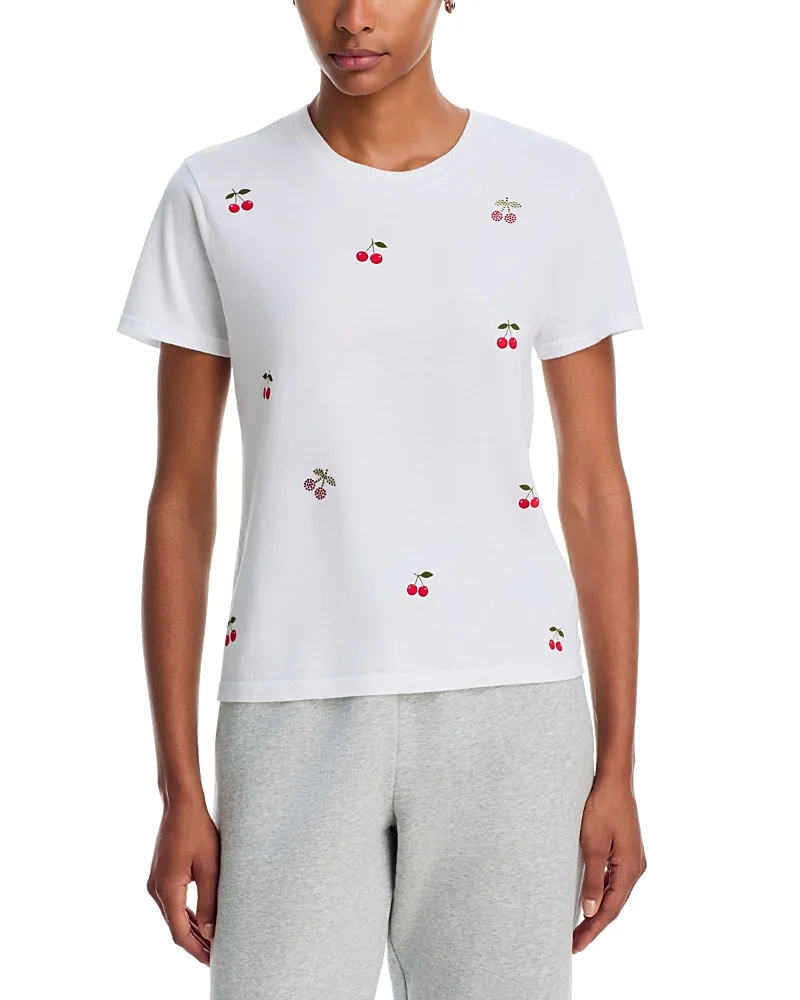 Olivia Cherry Print Fitted Cotton Tee