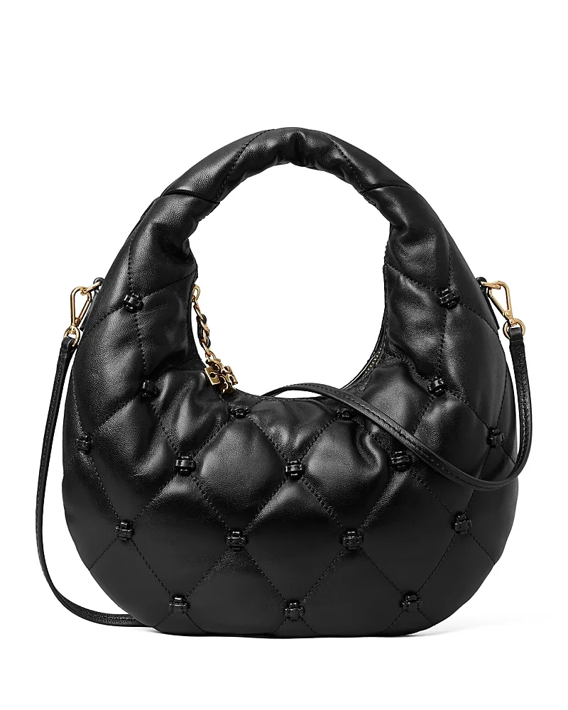 Bunny Knot Leather Crescent Bag by Tory Burch