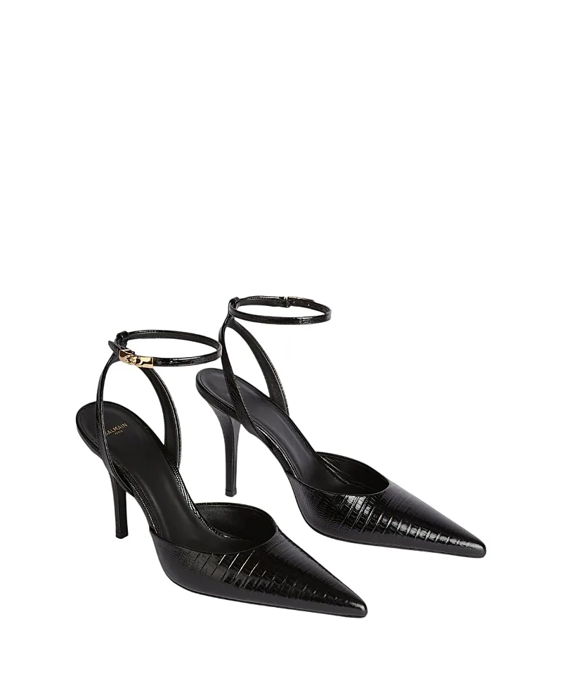 Embossed Leather High Heel Pumps by Balmain