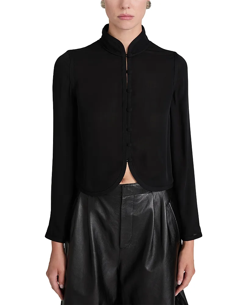 The Silk Salon Button Front Top