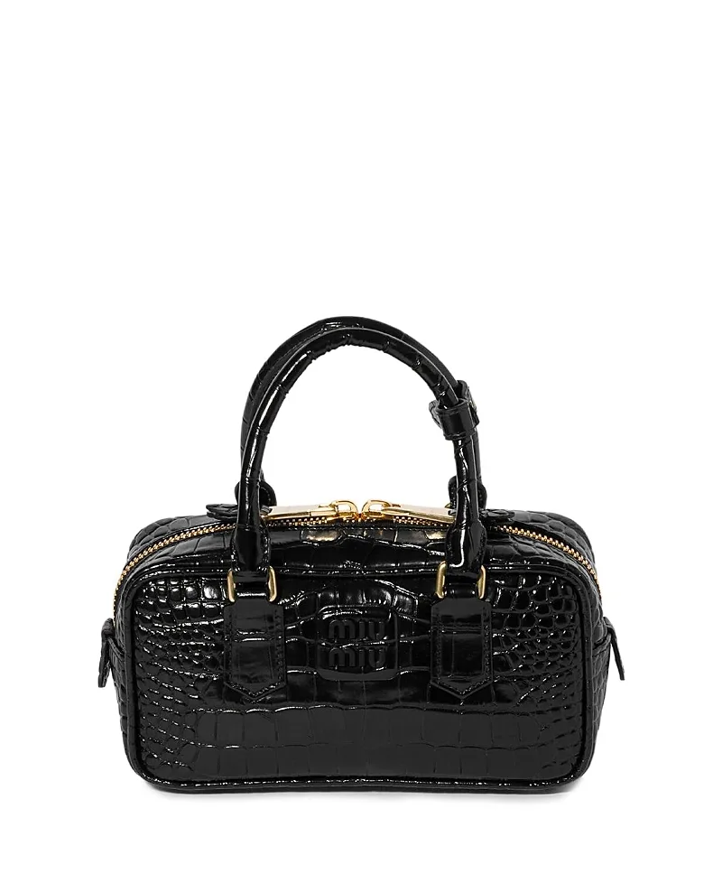 Arcadie Crocodile Embossed Calfskin Bag by Miu Miu