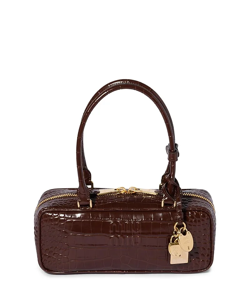 Beau Bag in Crocodile Embossed Leather by Miu Miu