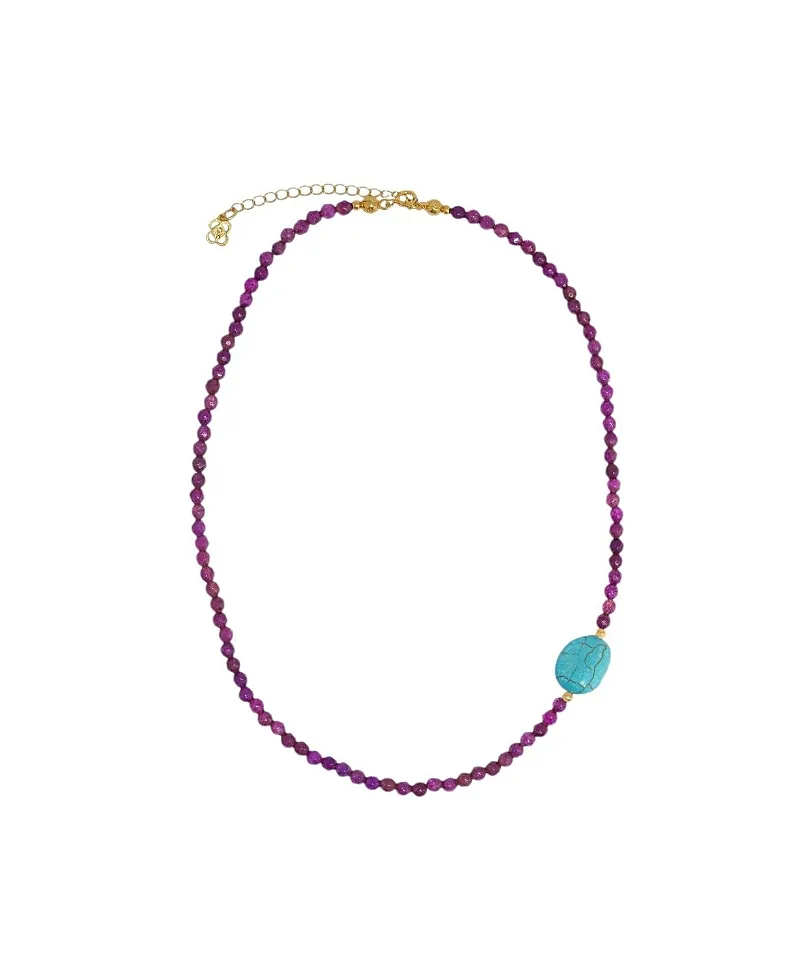 Felice Jade and Turquoise Beaded Necklace by Ottoman Hands