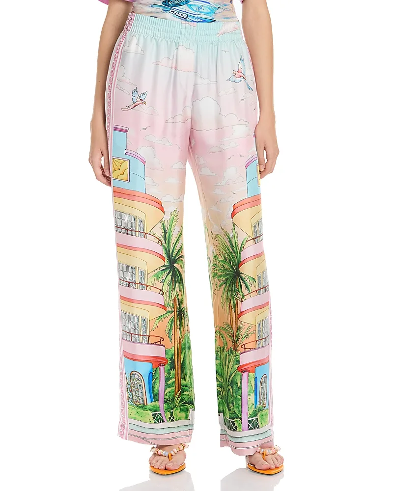 Silk Smocked Waist Trousers