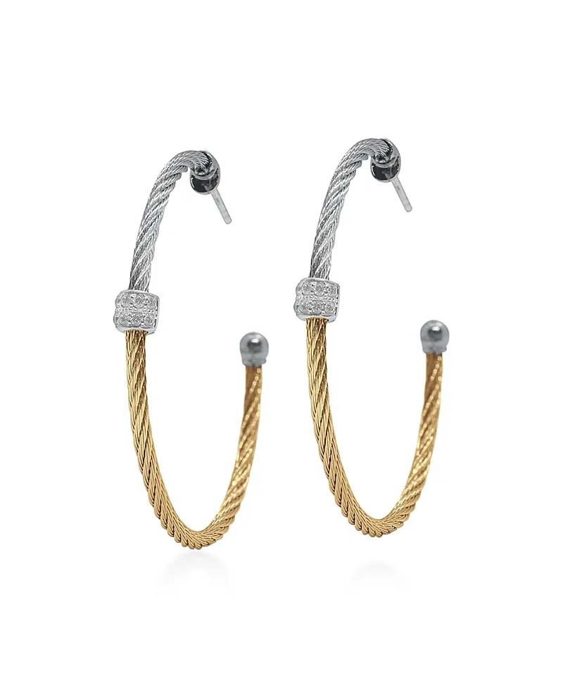 Yellow and Grey Large Hoop Diamond Earrings by Alor