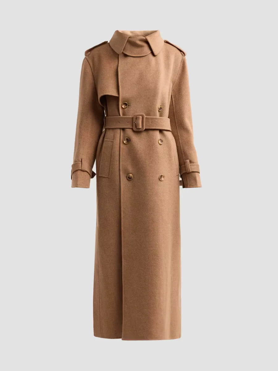 Rumi Wool-Blend Belted Long Coat by SIMKHAI