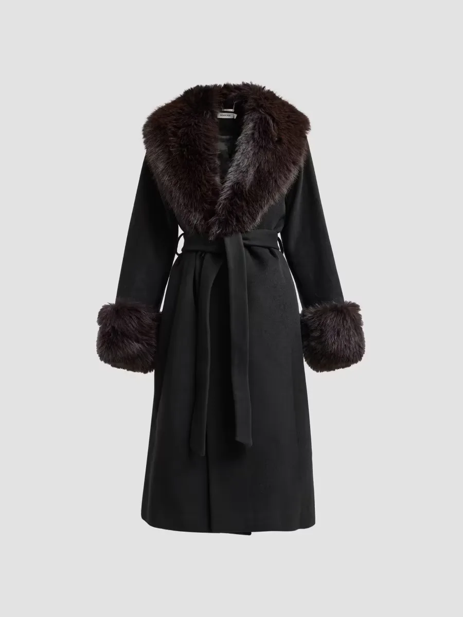 Kinsley Faux Fur Belted Long Coat