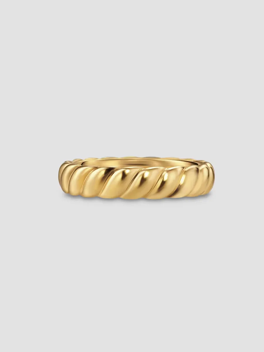Sculpted Cable Band Ring in 18K Yellow Gold, 5MM by David Yurman