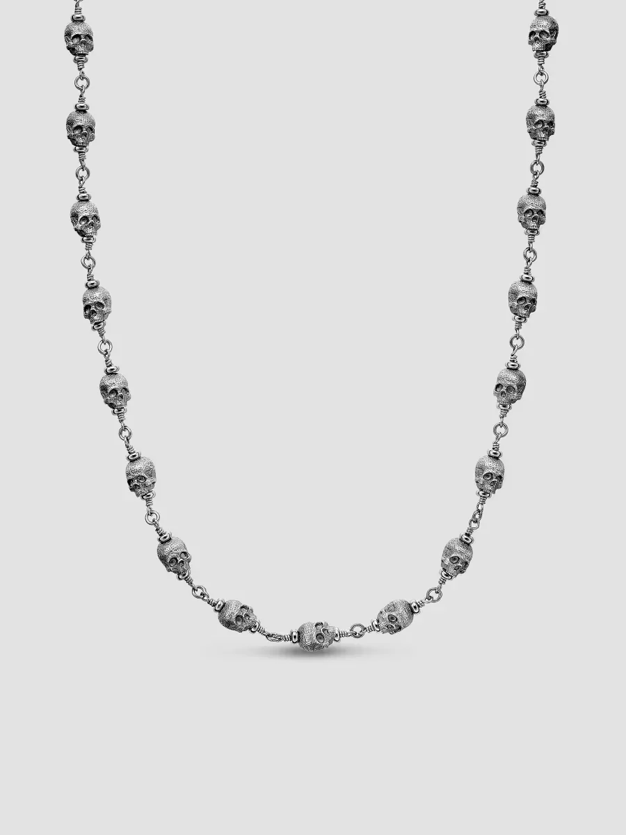 Memento Mori Skull Rosary Necklace in Sterling Silver, 9mm by David Yurman