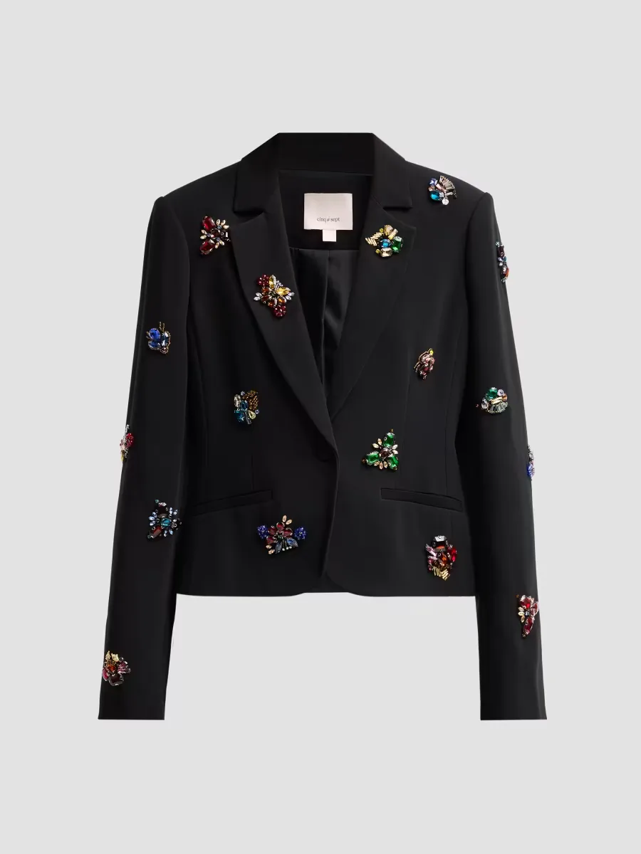 Le Petit Karlie Embellished One-Button Blazer