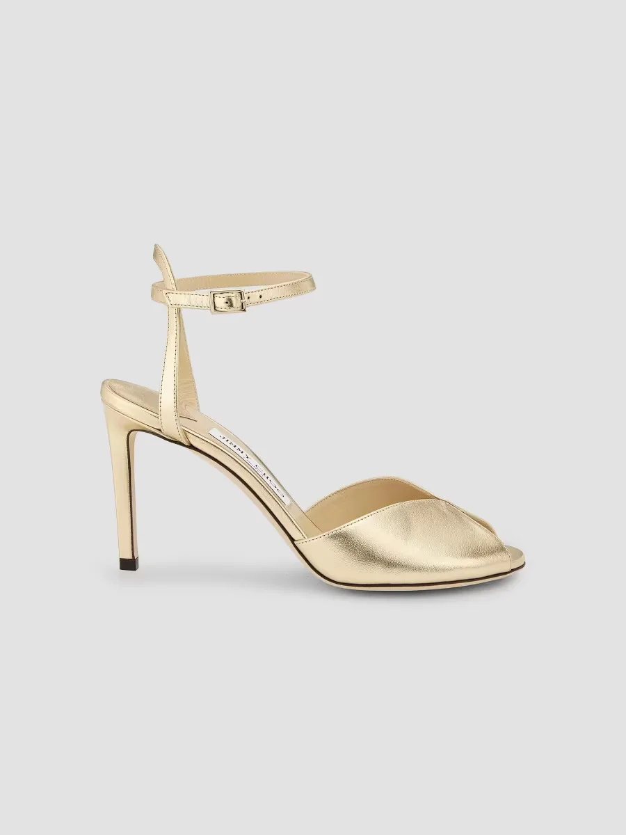Sacora 85MM Metallic Leather Sandals by Jimmy Choo