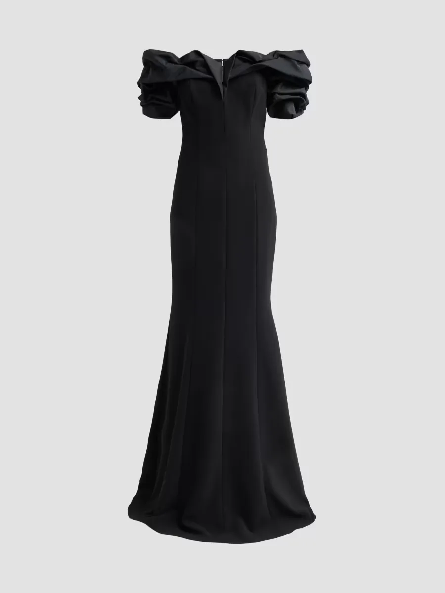 Teri Jon by Rickie Freeman Crepe Off-The-Shoulder Gown by Teri Jon
