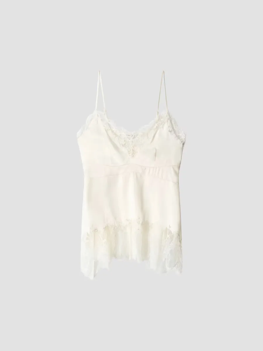 Lina Lace-Trimmed Silk Cami by STAUD