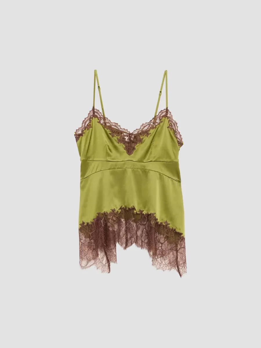 Lina Lace-Trimmed Silk Cami