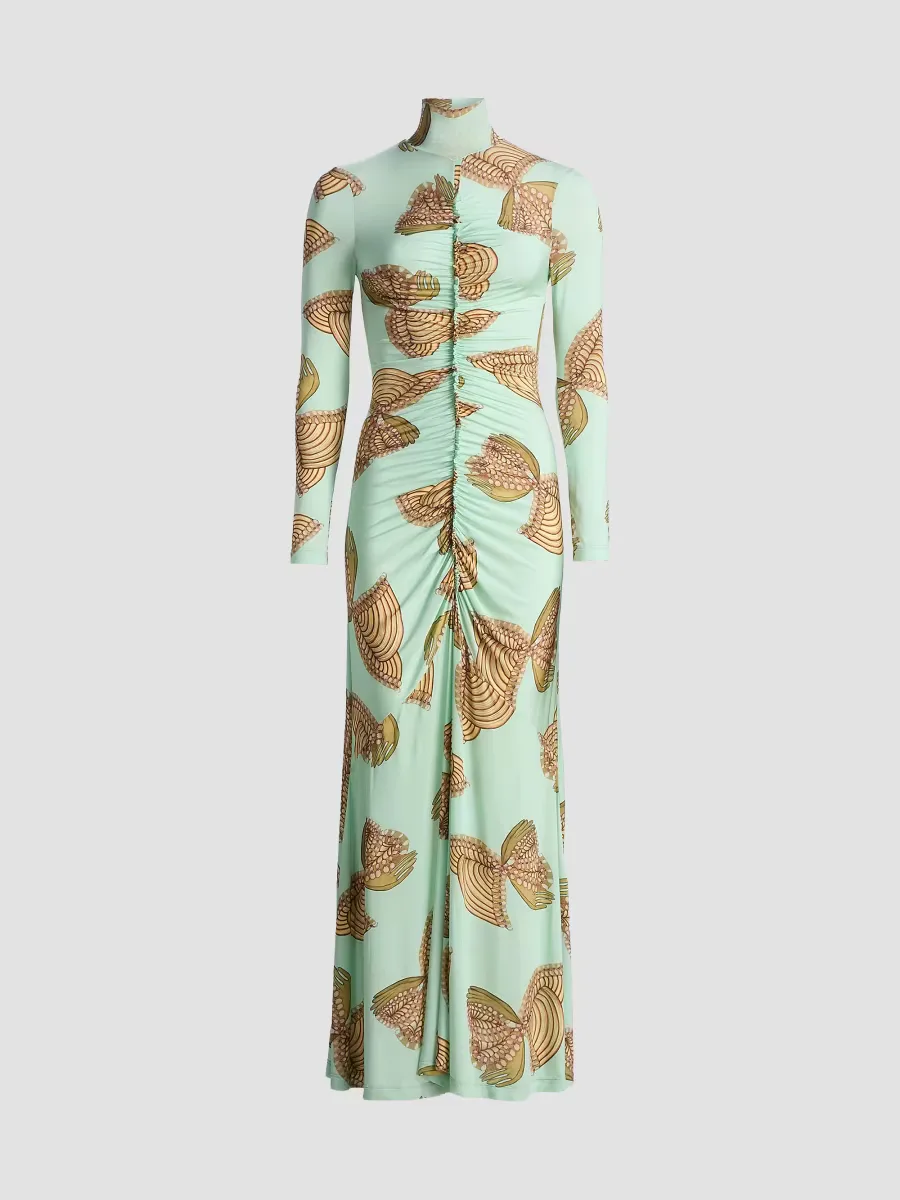 Anna Zemankova Ida Printed Ruched Maxi Dress