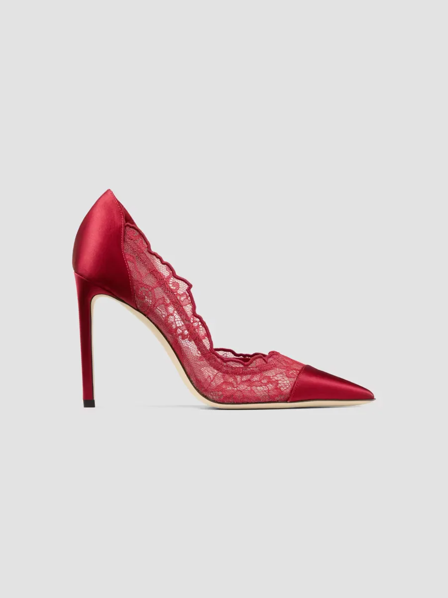 Brigitte 100MM Lace & Satin Heels by Jimmy Choo