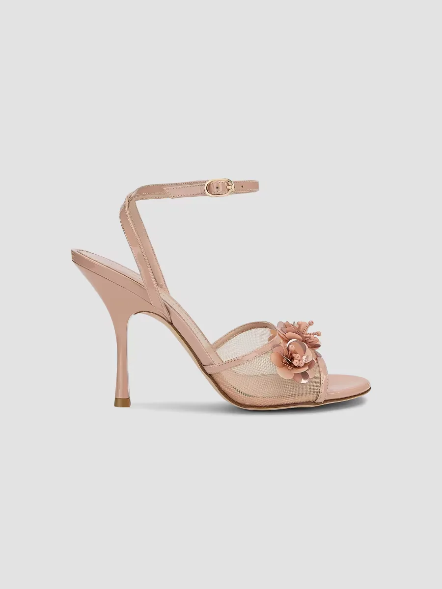 Roselle 100MM Patent Leather & Mesh Sandals by Stuart Weitzman