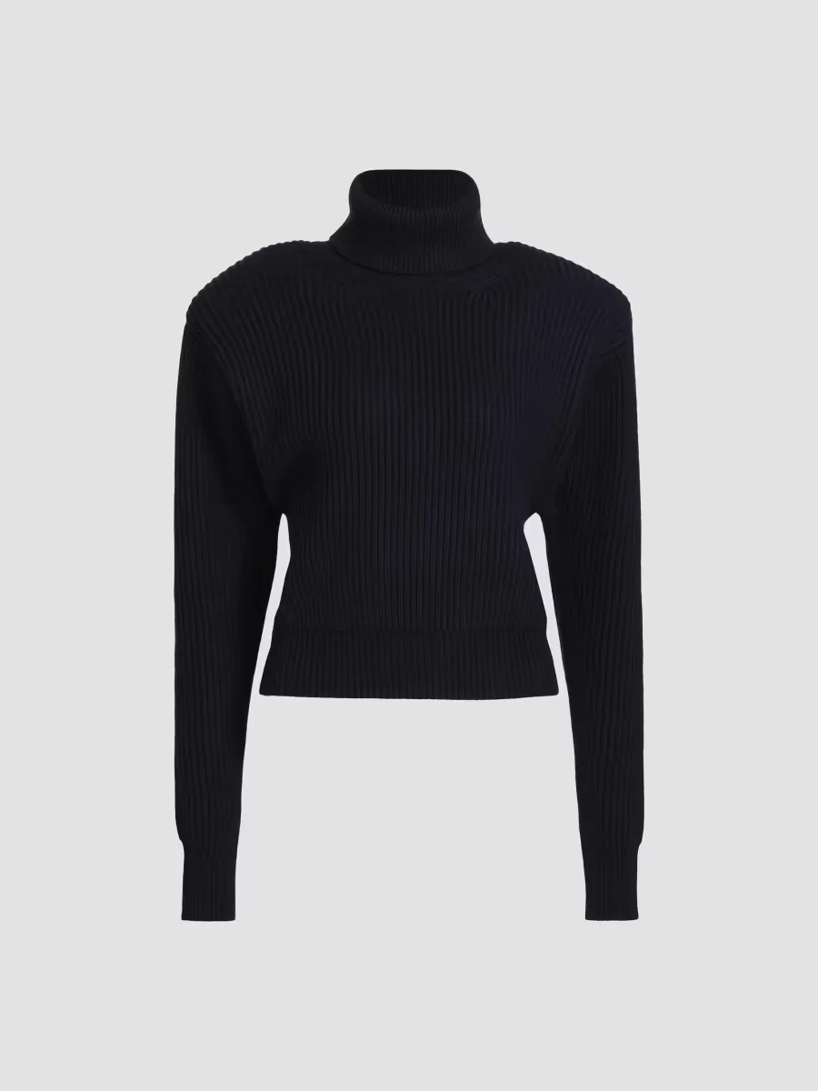 Camilla Rib-Knit Long-Sleeve Turtleneck Top