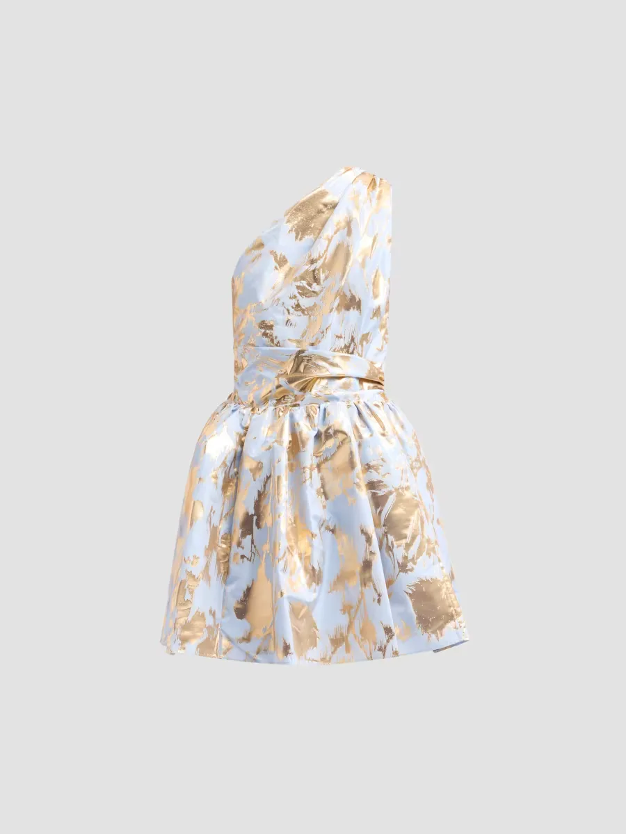 Paula One-Shoulder Draped Cocktail Dress