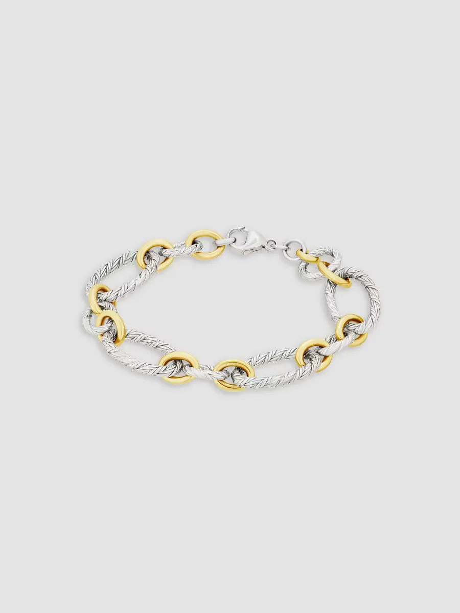 Sterling Silver & 18K Yellow Gold Oval-Link Chain Bracelet by Jan Leslie