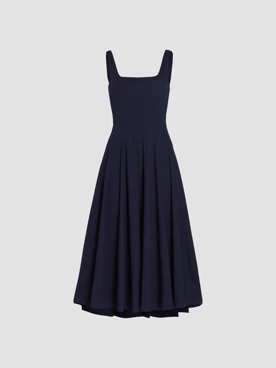 Wells Cotton Poplin A-Line Midi-Dress