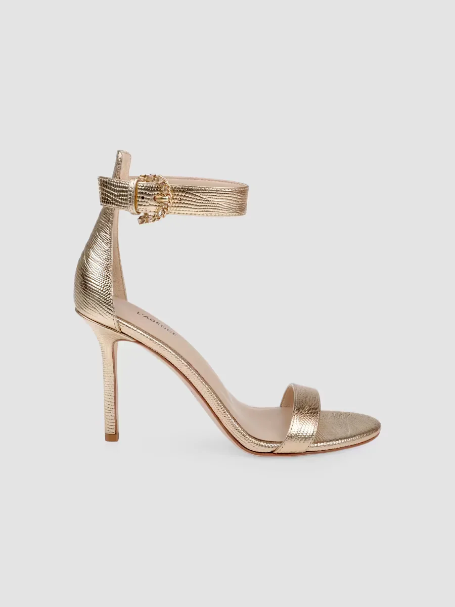 Gisele 90MM Lizard-Embossed Leather Sandals by L'AGENCE