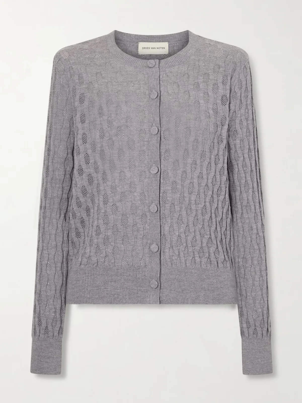 - Pointelle-knit Merino Wool Cardigan -