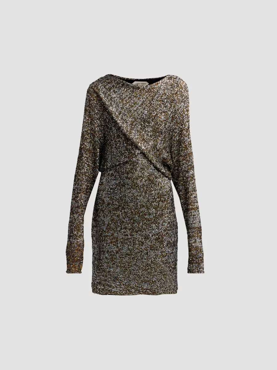 Embellished Draped Mini Dress
