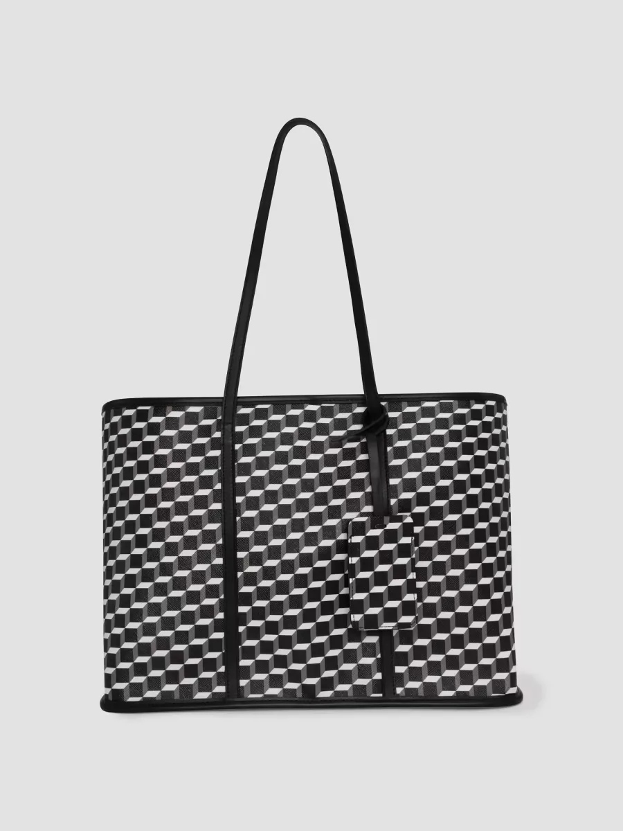Cab 3D Cube Canvas-Leather Tote Bag by Pierre Hardy