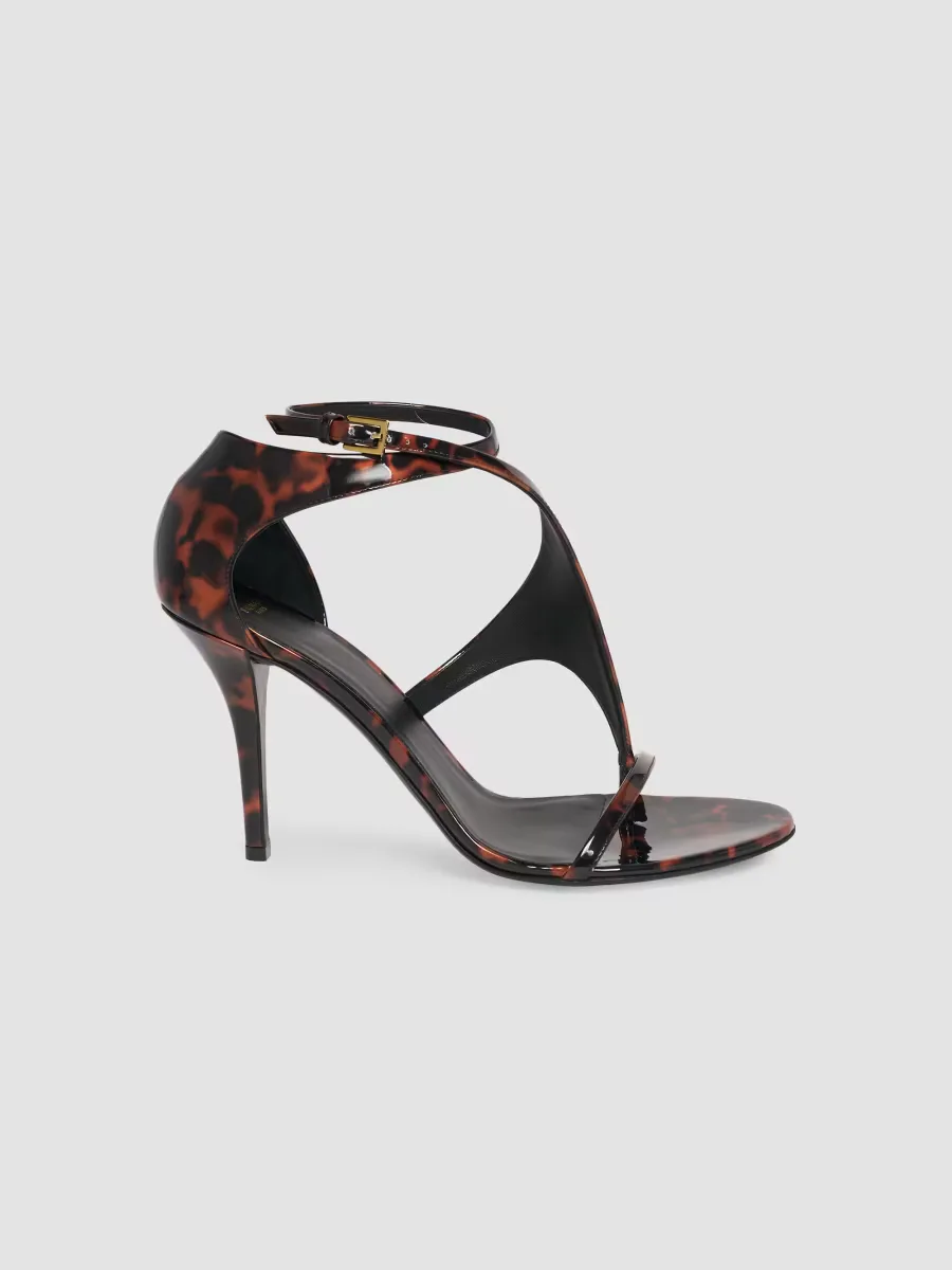 95MM Tortoiseshell-Print Patent-Leather Sandals