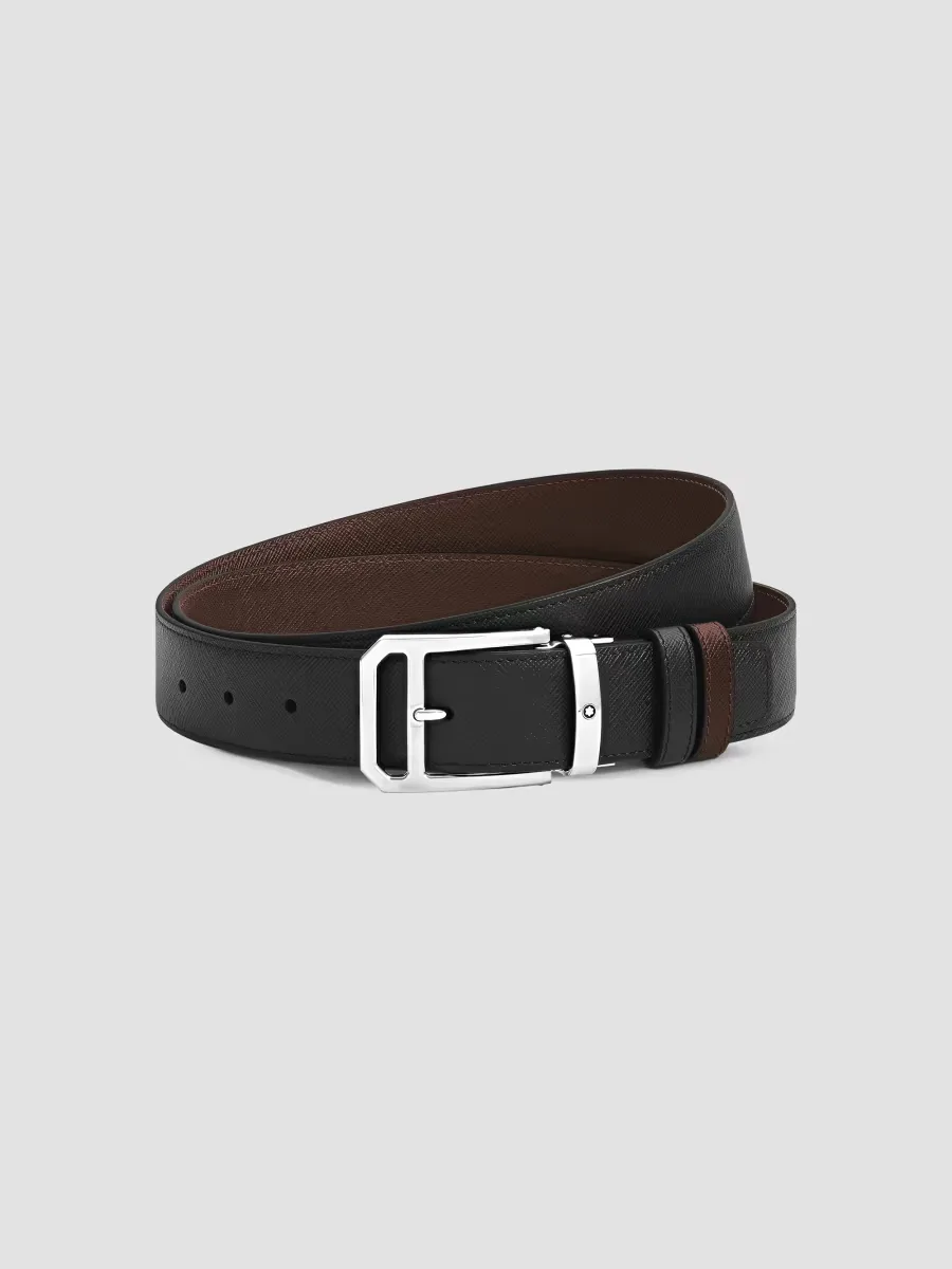 Reversible Textured Two-Tone Leather Belt by Montblanc