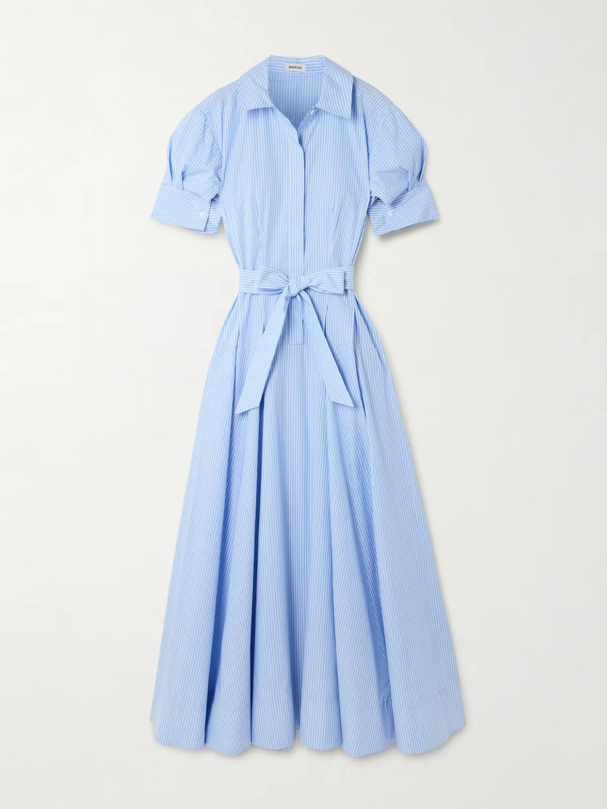 - Truman Belted Striped Cotton Midi Shirt Dress -