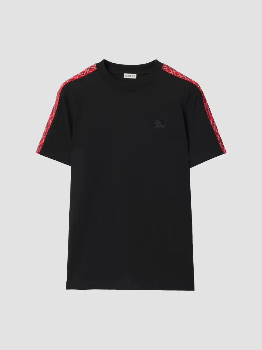 Checked Cotton Crewneck T-Shirt