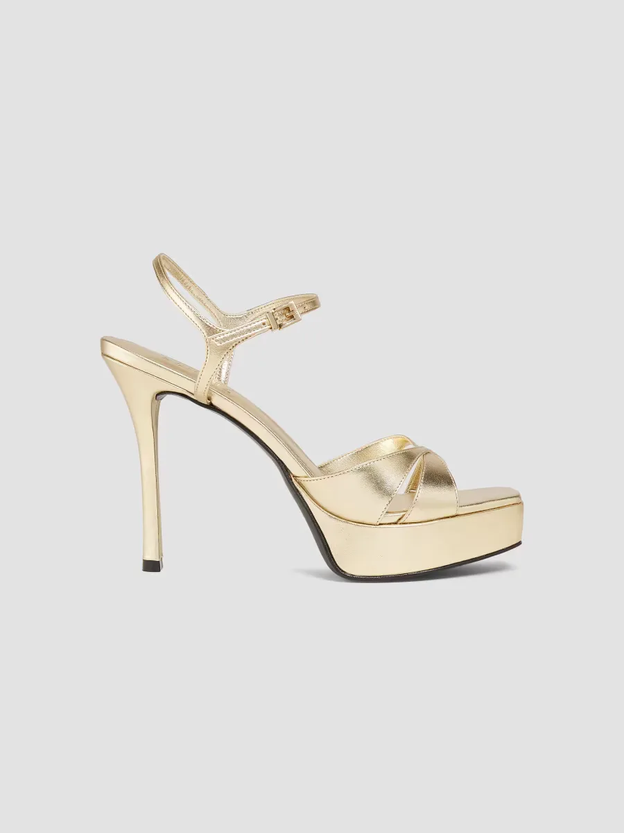 Maxine 120MM Metallic Leather Platform Sandals by SCHUTZ