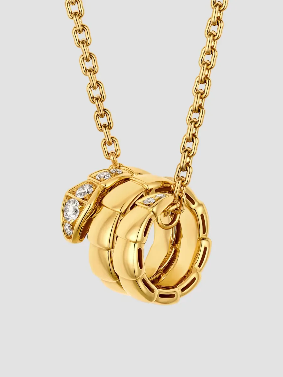Serpenti Viper 18K Yellow Gold & 0.13 TCW Diamond Pendant Necklace by BVLGARI