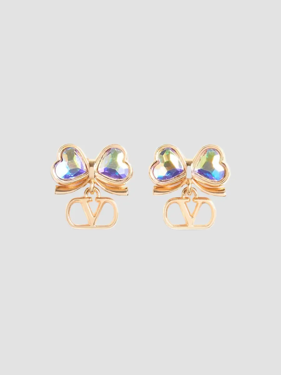 VLogo Floc Earrings in Metal and Crystals by Valentino