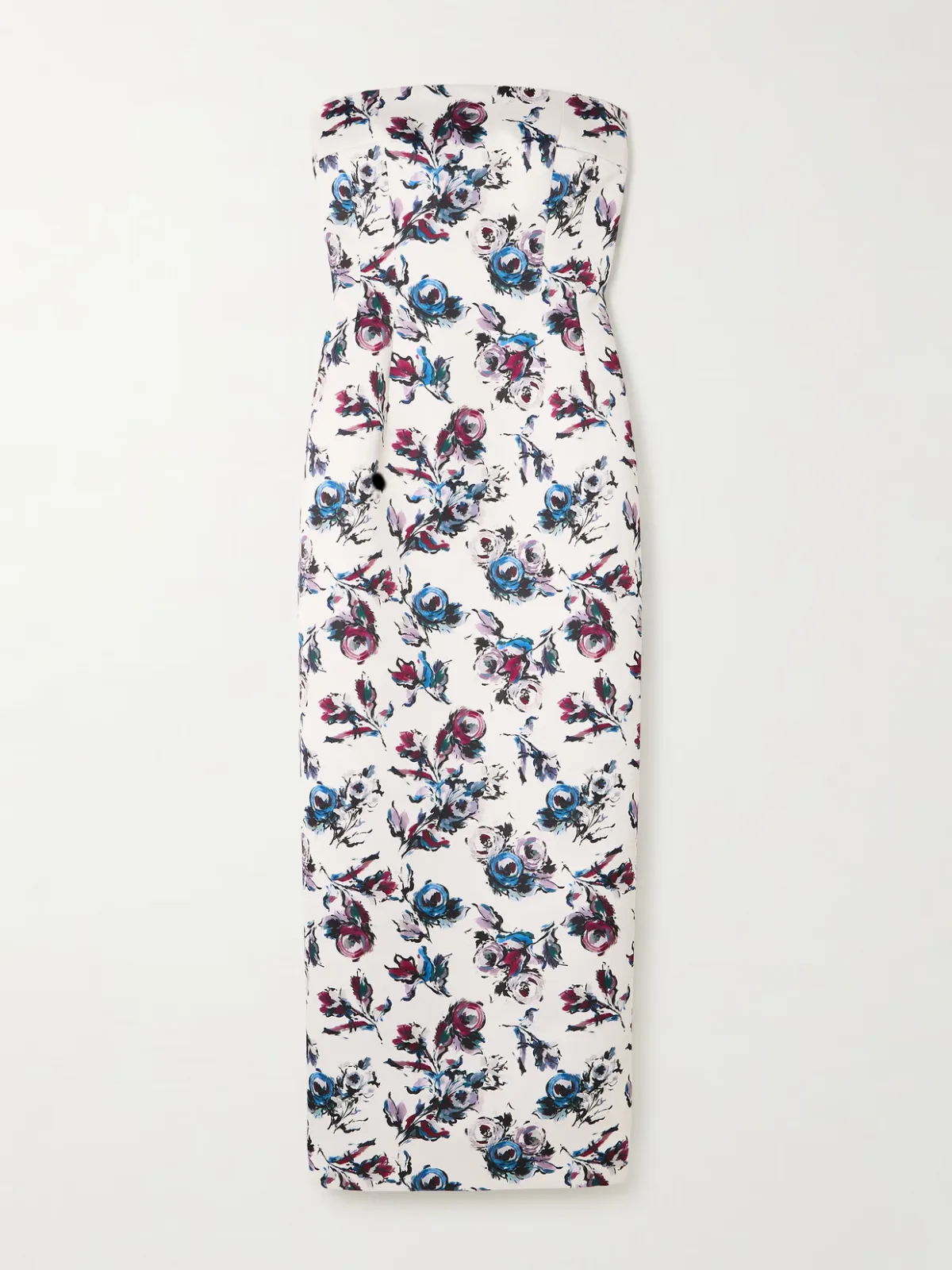 - Laelia Genzianella Strapless Floral-print Duchesse-satin Midi Dress -