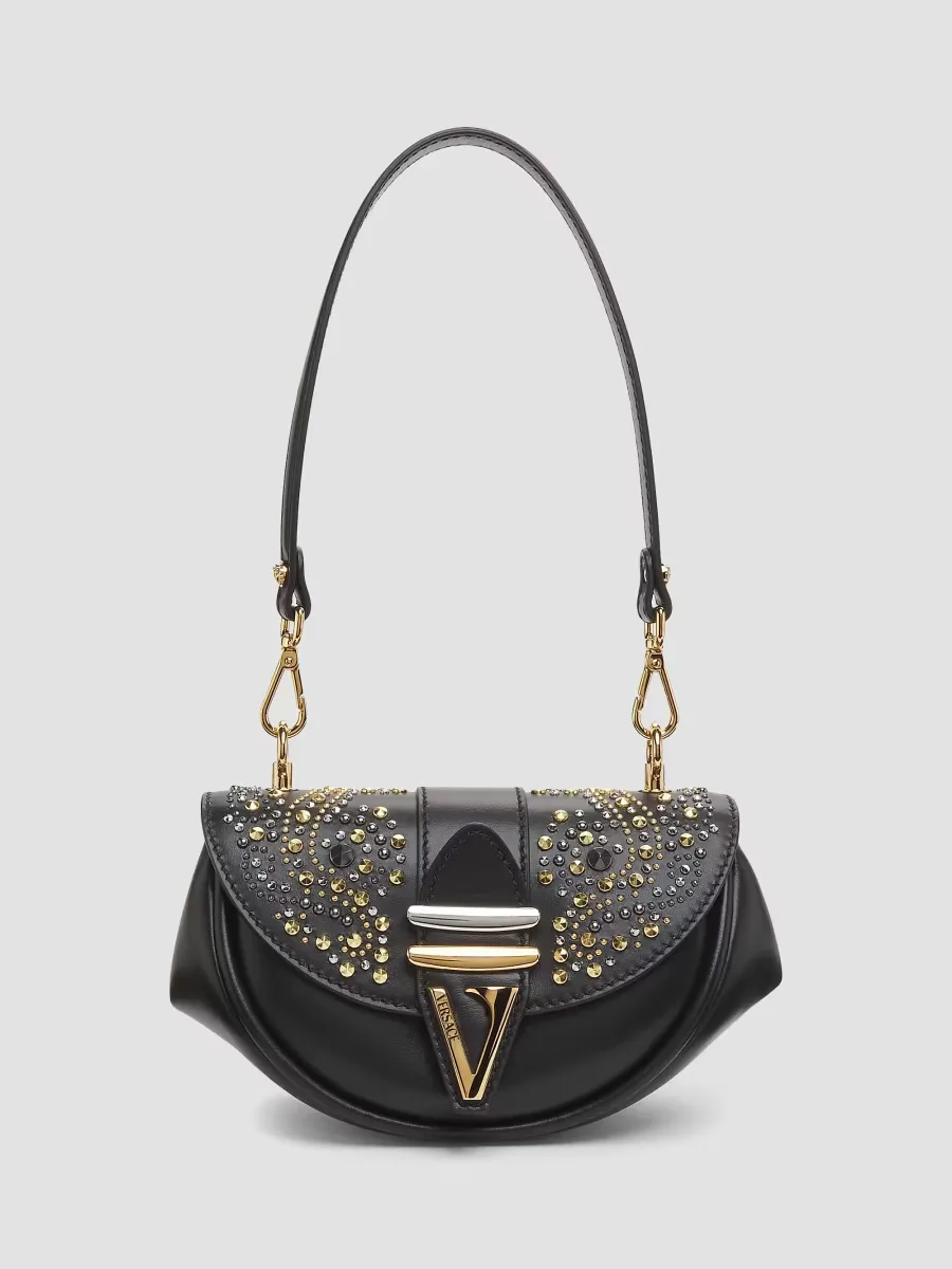 Virtus Leather Small Shoulder Bag by Versace